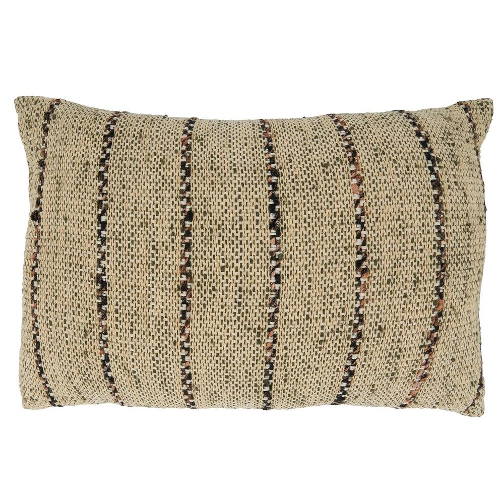 6249 Hugh Collection Thin Stripe Design Pillow Cover, 16" x 24", Natural